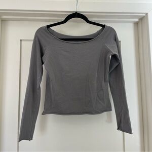 Brandy Melville Gray Fitted Long Sleeve Tee